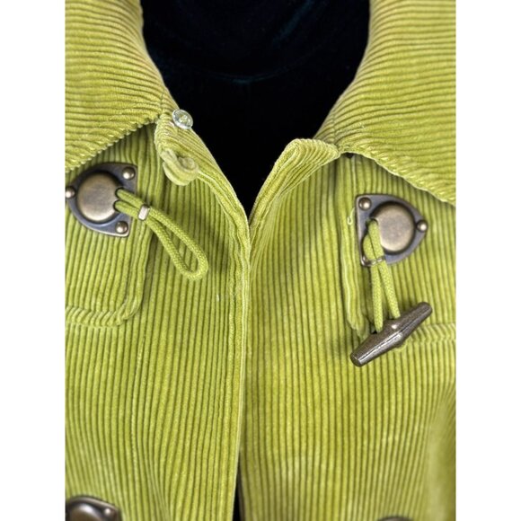 Liz Claiborne Womens XL Green Corduroy Toggle Coat Jacket Retro Duffle Style - Picture 9 of 14